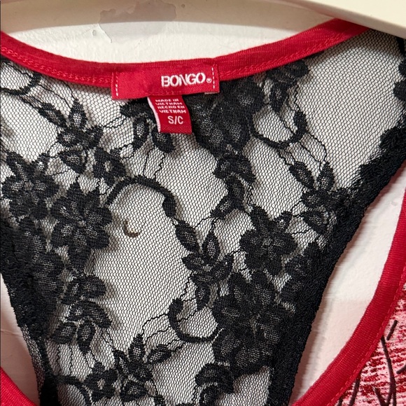 BONGO Red and Black Graphic Lace Tee y2k - Picture 2 of 4